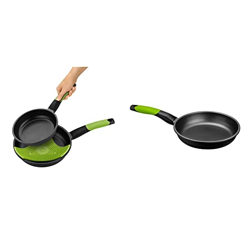 BRA Prior Juego de 2 Sartenes de Aluminio + 1 Tapa Protectora, 20 y 24 cm + PRIOR Sartén, 30 cm, aluminio fundido con antiadherente Teflon Innovations