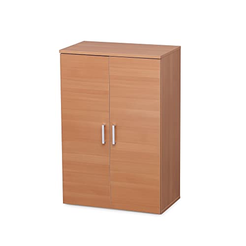 Iris Ohyama, Zapatero/Zapatero con estante / Zapatero de madera / Zapatero con 2 puertas y baldas, Diseño,Modular, entrada, dormitorio - Shoe cabinet - SR-6035 - Marrón claro