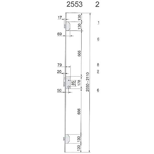 Ucem 6647100039 Cerradura 2553Cl 50 85 3 PU.Pica+Bul F.22 10, Multicolor