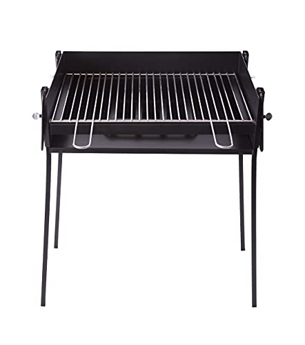 FERRETERIA LEPANTO Barbacoa de Carbón Rectangular portátil 60x40 cnt de Chapa Ideal para Carbón y leña, Barbacoa con Patas Desmontables y parilla, para Asar Carne, Pescado en el Exterior