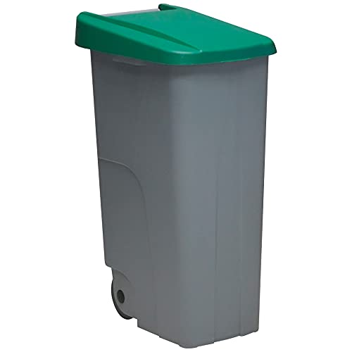 Denox DEN032 Contenedor Reciclo 110 litros Cerrado, Verde, 420x570x880 mm