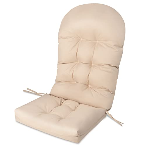 COSTWAY Cojines Sillas Jardin con Respaldo Alto, 125 x 59 x 12 cm, Correas de Sujeción, Asiento Acolchado Patio Terraza, Cojines Exterior Jardin (Blanco)