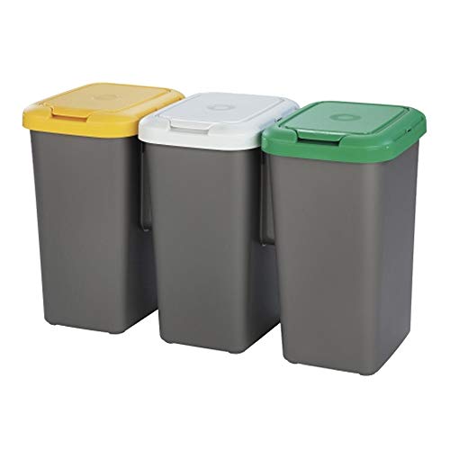 Tontarelli Set 3 PAPELERAS DE Reciclaje 77x32x47,5 cm, Triple, 75 litros