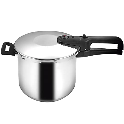 MAGEFESA ® Magestar olla a presión super rapida de 8 Litros, fabricada en acero inoxidable, apta para todo tipo de cocinas, incluido induccion, sensor de presión, 5 sistemas de seguridad, express