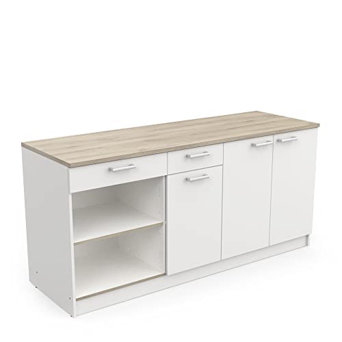 Miroytengo Modulo Inferior Cocina Cooking 3 Puertas 2 cajones Color Blanco Mate Estilo Moderno almacenaje