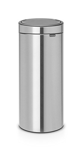 Brabantia Touch Bin Cubo de Basura, 30L, Anti-Huellas, de Plástico, Acero Inoxidable, Acero Mate Antihuellas