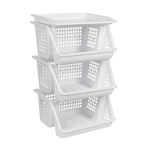 Cofan Verdulero con 3 Cestas | En Color Blanco | Medida: 62 x 39 x 32 cm