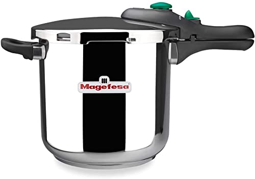 MAGEFESA ® Dynamic olla a presión Súper rápida de 7.5 litros, fabricada en acero inoxidable 18/10, apta para todo tipo de cocinas, incluido inducción, 5 sistemas de seguridad, fácil uso, express