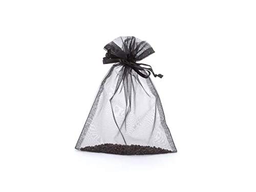 Bolsa de organza negra con tirador 12,5 x 17 cm.