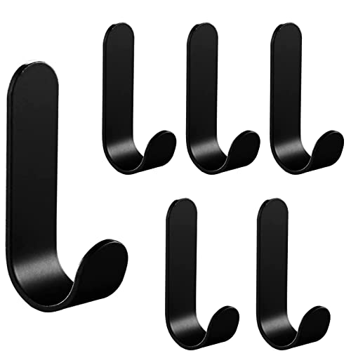 LINAERSHAO 6 Piezas Colgador Toalla Baño Adhesivo,Perchero Pared Negro,Ganchos Adhesivos,Ganchos Adhesivos Acero Inoxidable,Gancho Adhesivo,para Baño,Cocina,Dormitorio,Acero Inoxidable,Negro