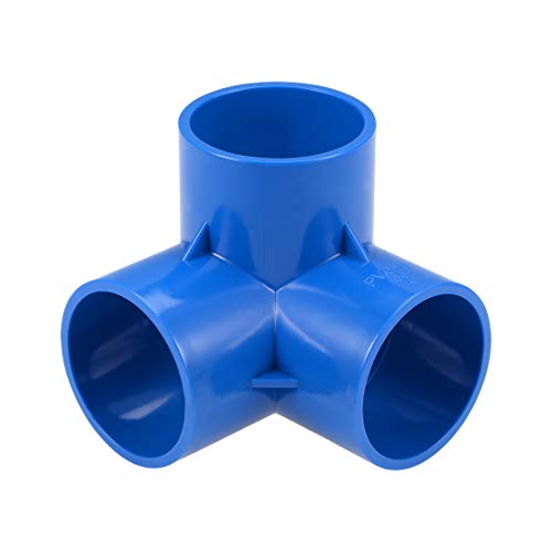 sourcing map Tubo PVC, Codo PVC de 3 Vías, Conector PVC 50mm, Reductor PVC de Forma en T, Reductor Manguera, Accesorio de Tubería, Azul 4 Piezas