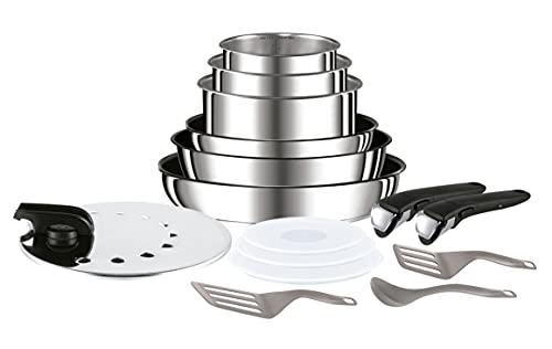 Tefal Ingenio Preference - Juego de 2 Sartenes y 4 Ollas + Accesorios: 2 Sartenes 22/26 cm, Cazos 16/18 /20 cm, Guisera 24 cm, 4 Tapas, 1 Cuchara, 2 Espátulas, 2 Mangos intercambiables, Thermospot