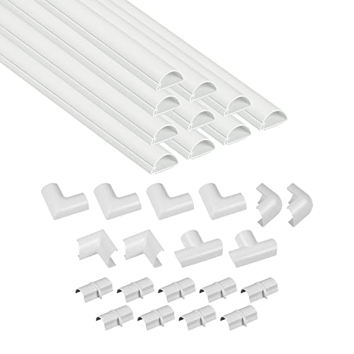 D-Line Mini Canaletas adhesivas de PVC para cables, Multipack de 10 piezas (30x15mm) de 40cm de longitud (4-metro) en color blanco - Solución para organizar, proteger y cubrir cables