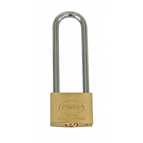 Amig - Candado de seguridad | Incluye 2 llaves | Arco extra largo | Latón y arco de Acero tratado | Para taquillas de gimnasio, puertas, armarios, maletas, mochilas | Doble cierre | Ancho: 40 mm