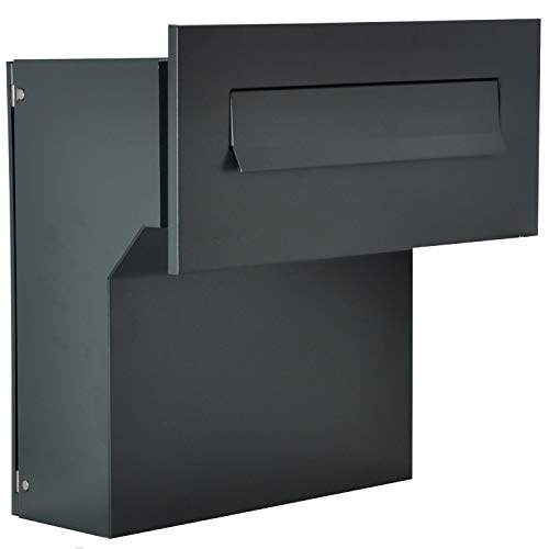 Buzón para pared, color gris antracita mate RAL 7016, C4, 190-260 mm, 3 llaves, buzón empotrable
