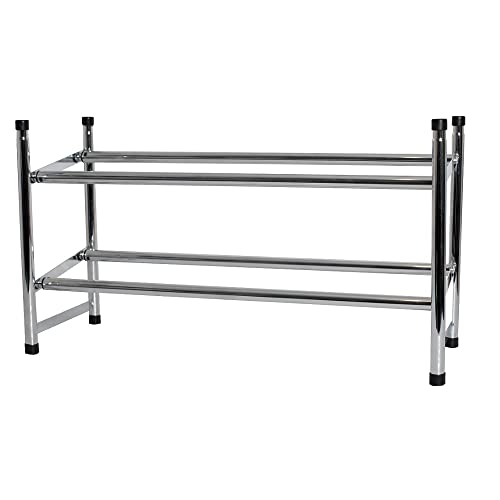 MAXELLPOWER Zapatero METALICO Cromado Extensible APILABLE Estante Mueble para Zapatos (2 BALDAS)