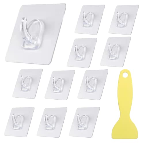 THATSRAD Gancho Adhesivo Pared 25 Uds Ganchos Adhesivos Resistentes Transparente y Impermeable 6*6cm/Carga Hasta 5kg Colgadores Pared Adhesivos para Colgar Toallas, Llaves, Ropa, Baño, Cocina, Puerta