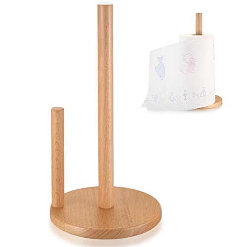 Soporte para Rollos de Madera, Portarrollos de Cocina de Pie de Madera, Soporte para Toallas de Papel, Dispensador de Rollos Papel Rústico, para Cocina, Mesa de Comedor