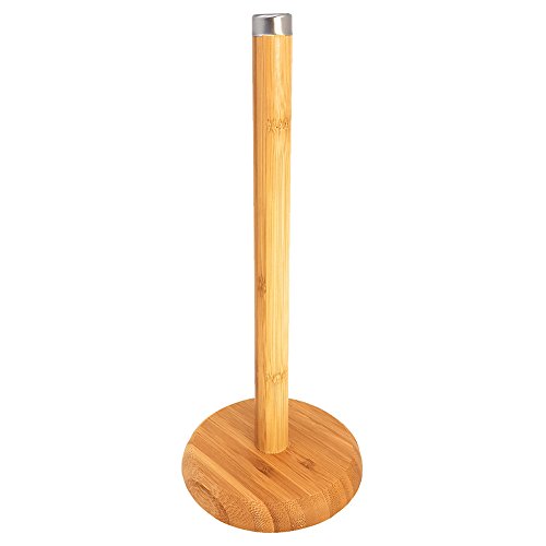 COM-FOUR® Portarrollos de Cocina de pie - Portarrollos de Papel para la Cocina - Portarrollos de Cocina sin taladrar, 32 cm (1 Pieza - bambú - marrón)