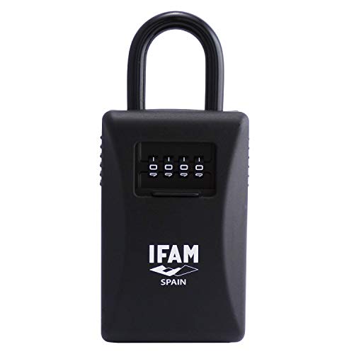 IFAM Candado Guarda Llaves Modelo G2, Portátil, Espacio para 20 llaves, Combinación 4 rodillos de 10 Cifras, Actividades Aire Libre, Llaves de Coche, Protege de Golpes y Humedad, Color Negro