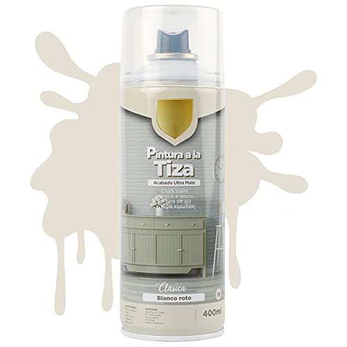 H HANSEL HOME Pintura Spray a la Tiza Color Pastel Acabado Ultra Mate - Blanco Roto 400ml