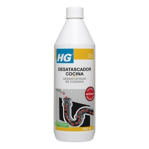 HG Desatascador de cocina 1L, Fórmula Eficaz y Natural Para Eliminar Obstrucciones del Fregadero, Compatible con Pozos Sépticos, Desbloquea Tuberías Rápida y Fácilmente (1 Litro) - 481100130