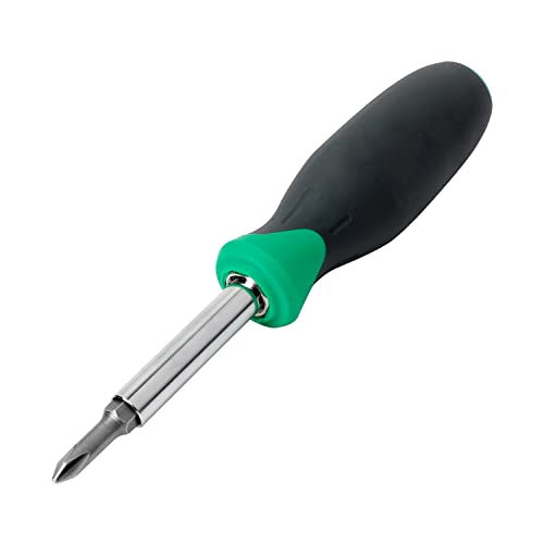 Marca Amazon - Denali Destornillador/Llave de vaso multipunta 6 en 1, 6 Unidads, Plateado, Gris, Verde