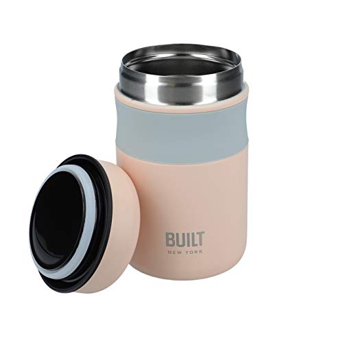 Built Termo Hermético para Comida Fría y Caliente con Doble Pared, Acero inoxidable, Rosa Pálido, 490 ml