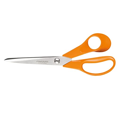 Fiskars Tijeras de Uso General para Diestros, Longitud 21 cm, Acero/Plástico, Classic, Naranja, 1000815