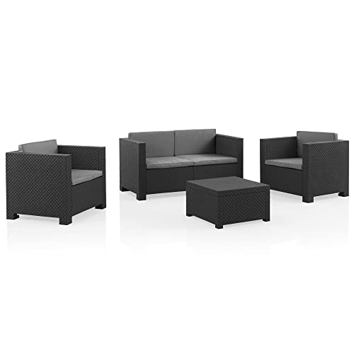 Sp Berner Diva Confort Set Muebles de Jardin de Color Gris Oscuro | Fabricado en España con Materiales Reciclados, Antracita, 132