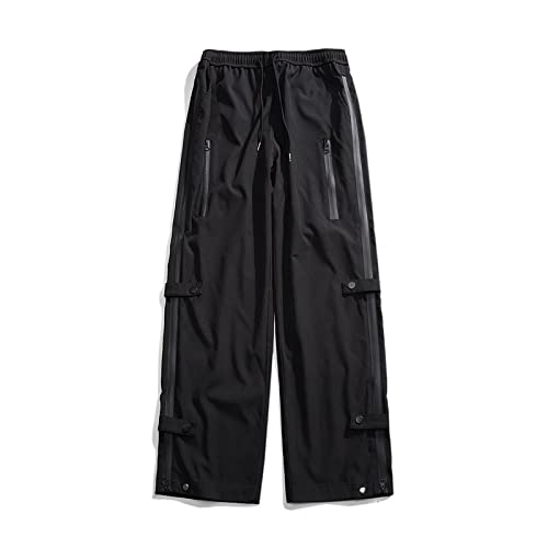 VAMPAR Pantalones Rectos de Ropa de Trabajo para Hombre, Pantalones Holgados de Tendencia de Temperamento, Informales, con diseño de Dos Tiradores Personalizados 3XL