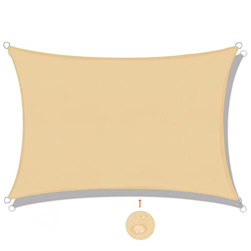 SUNNY GUARD Toldo Vela de Sombra Rectangular 3x4m Impermeable a Prueba de Viento protección UV para Patio,Jardín, Exteriores, Terraza, Color Arena
