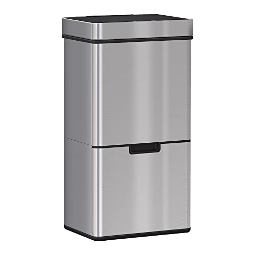 HOMCOM Cubo de Basura Apertura Automática Sensor Papelera Reciclaje para Cocina Dormitorio 72L Acero Inox