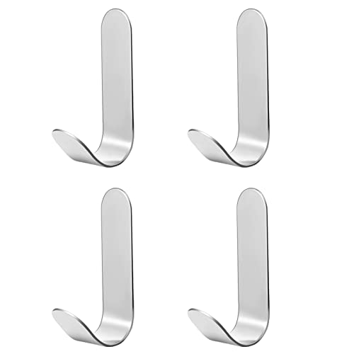 4 Piezas Ganchos Adhesivos para Pared, Ganchos Colgador Adhesivo Impermeable de Acero Inoxidable, Colgadores Pared Adhesivos sin Taladro ara Cocina Baño Dormitorio (Plata)
