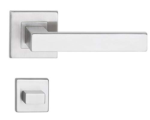 Picaporte de acero inoxidable para puerta de baño con placa corta