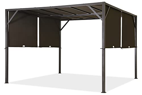Garden Point Pérgola para terraza Santorini | 300 x 300 cm | Ideal con muebles de jardín y jacuzzi | Montaje fácil | (3 x 3 m (marrón)