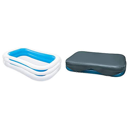 Intex 56483Np Piscina Hinchable Rectangular 262 X 175 X 56 Cm, 770 litros (Colores Surtidos), 1 Unidad + 58412Np Cobertor Rectangular Piscina 305 X 183 Cm Y 262 X 175 Cm