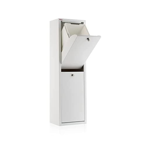 DON HIERRO - Cubo de basura y reciclaje blanco LUA, Gama básica, 2 cubos grandes
