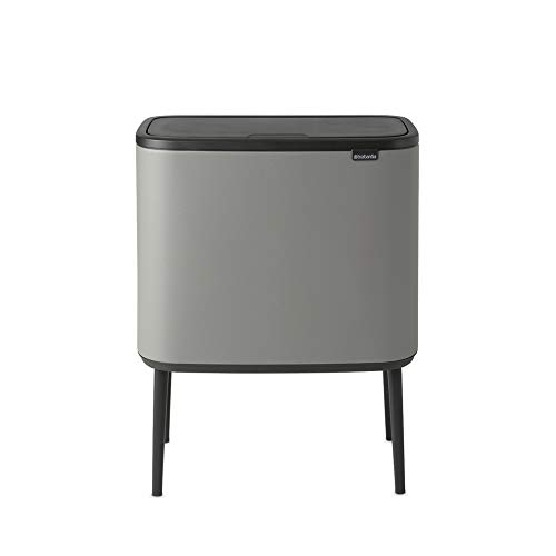 Brabantia Bo Touch Mecanismo de Apertura con un Toque - Cubo de Basura 36L, Color Mineral Concrete Grey