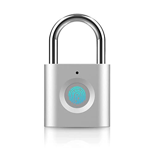 Candado biométrico de huellas dactilares P3 recargable por USB para taquilla, bolsos, golf, armarios, gimnasio, puerta, equipaje, maleta, mochila, bicicleta, mochila, biométrico (plata)