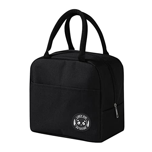 Dzmuero Bolsa Porta Alimentos Bolsa Termica Porta Alimentos Bolsa Termica Comida para Mujeres, Adultos, Estudiantes 1 Pieza, 23 * 13,5 * 20 cm (Negro)