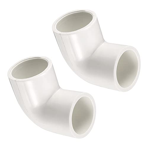 QUARKZMAN 20mm Deslizante PVC Tubería Conectores x 2uds 90 Grados Codo Acoplamiento Tubería Accesorios para Construcción Riego Fontanería Instalación, [Blanco]