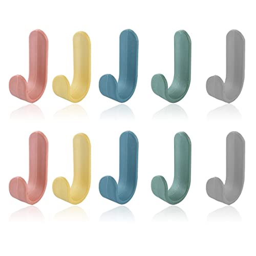 ZZHBOO 10 Piezas Ganchos Adhesivos para Pared de Color Colgador Toalla Baño Adhesivo sin Taladro Colgadores Pared Adhesivos Impermeable