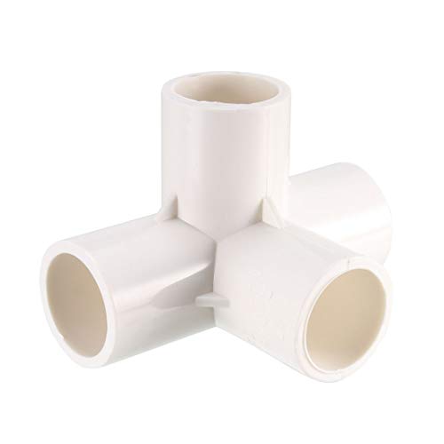sourcing map Tubo PVC, Codo PVC de 4 Vías, Conector PVC 20mm, Reductor PVC de Forma en T, Reductor Manguera, Accesorio de Tubería, Blanco 6 Piezas
