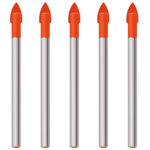 5 Piezas Juego de 6mm Brocas Porcelanico Profesional con Recubrimiento de Titanio,Broca para Azulejos Broca de Cerámica Vidrio para Azulejos, Cerámica, Vidrio y Espejos