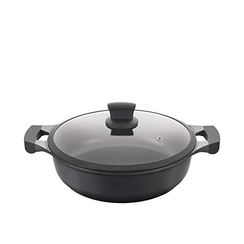 METALTEX XPERT-Cacerola Baja Aluminio Fundido, 26 cm, Antiadherente ILAG 3 Capas, Full Induction válido para Todo Tipo de cocinas, Negro