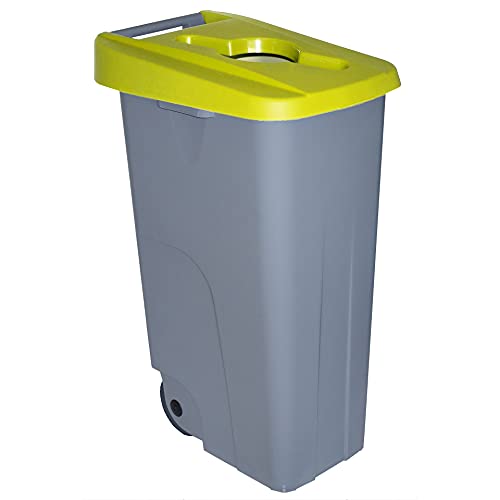 Denox DEN016 Contenedor Reciclo 110 litros Abierto, Amarillo, 420x570x880 mm