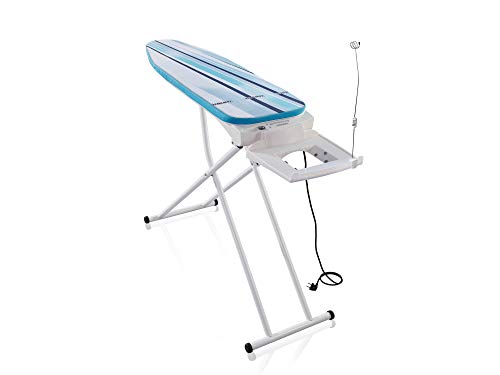 Leifheit Tabla de planchar Air Active Express M blanca, mesa de planchar con aspiración y extracción del vapor, burro de planchar activo, 118 x 38 cm