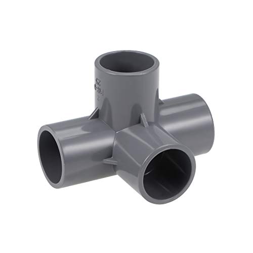 sourcing map Tubo PVC, Codo PVC de 4 Vías, Conector PVC 25mm, Reductor PVC de Forma en T, Reductor Manguera, Accesorio de Tubería, Gris 5 Piezas