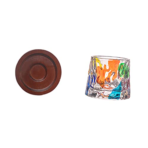 KICHOUSE 1 Juego De Vasos De Whisky Giratorios Vasos De Cristal Para Whisky Rocas Pintadas Vasos De Cristal Vasos De Rocas Vaso De Bola Baja Whisky Japonés Copa De Cóctel Exquisita